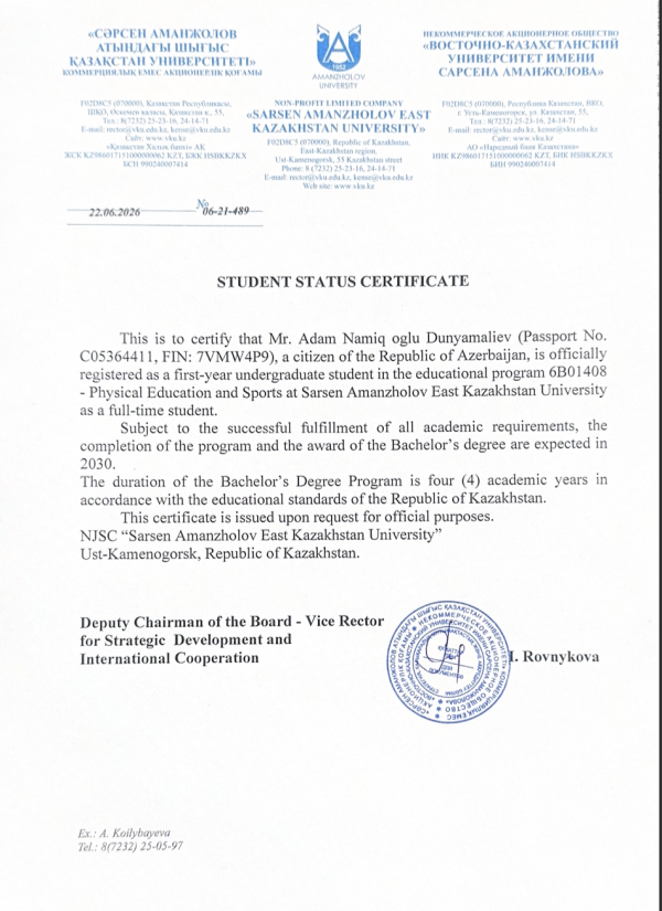 Adam Dunyamaliyev – Kazakstan